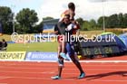 Harry Aikines Aryeetey (Sutton) carries Dwain Chambers (Belgrave), 100 metres, 2014 Sainsbury's British Championships. Photo: David T. Hewitson/Sports for All Pics